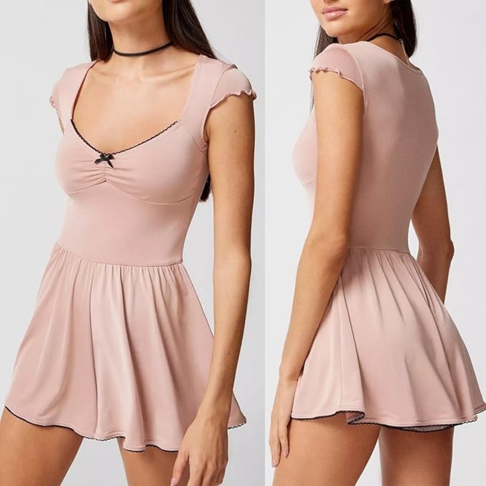 Urban Outfitters UO Olivia Balletcore Playsuit, Pink XS